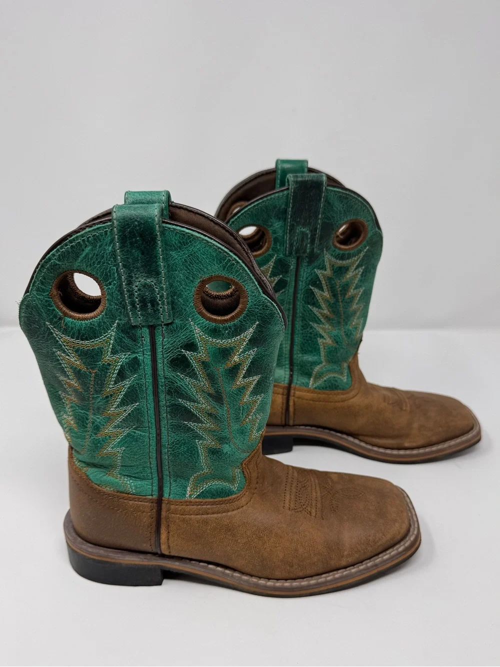 Smoky Mountain Boots Western Cowboy Boots Sz 2R Brown & Turquoise horse cowgirl